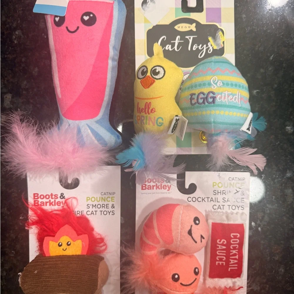 Cat Toy Variety Bundle – 4 Pack Boots & Barkley + Meow Plush Catnip Toys NW